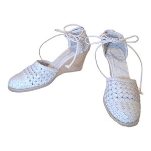 Donald J. Pliner Women's White Woven Leather Espadrille Wedge Shoes Size 6.5